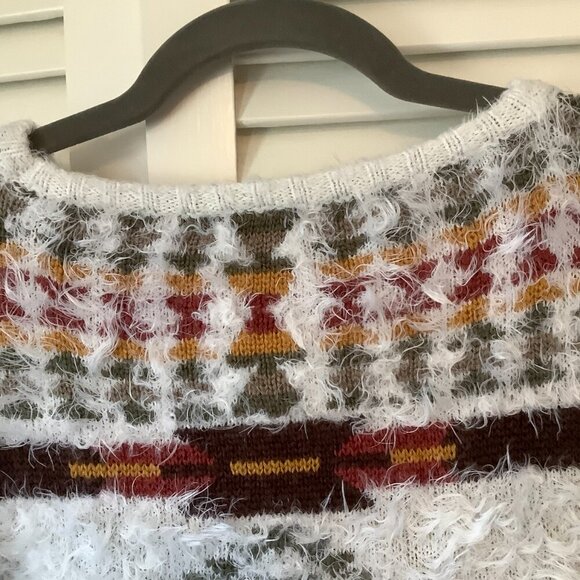 NWOT Altar'd State sweater S/M oversized tribal fringe sweater poncho crewneck - Picture 8 of 11